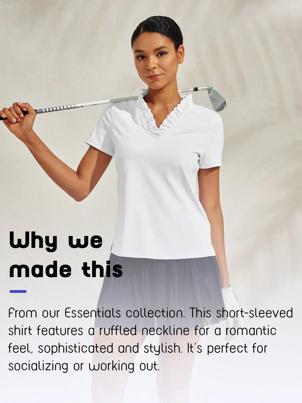 More Than Basic Ruffle V-Neck Polo Top UPF50+