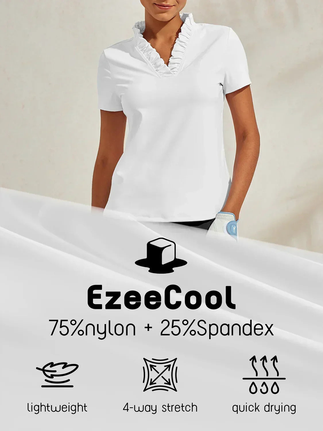 More Than Basic Ruffle V-Neck Polo Top UPF50+