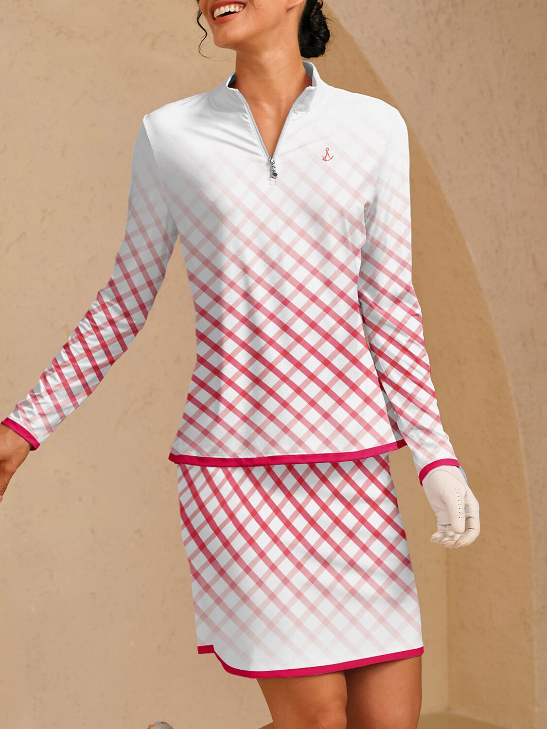 Hyper-prep Silky Ruffle Golf Shirt Quarterzip UPF50+