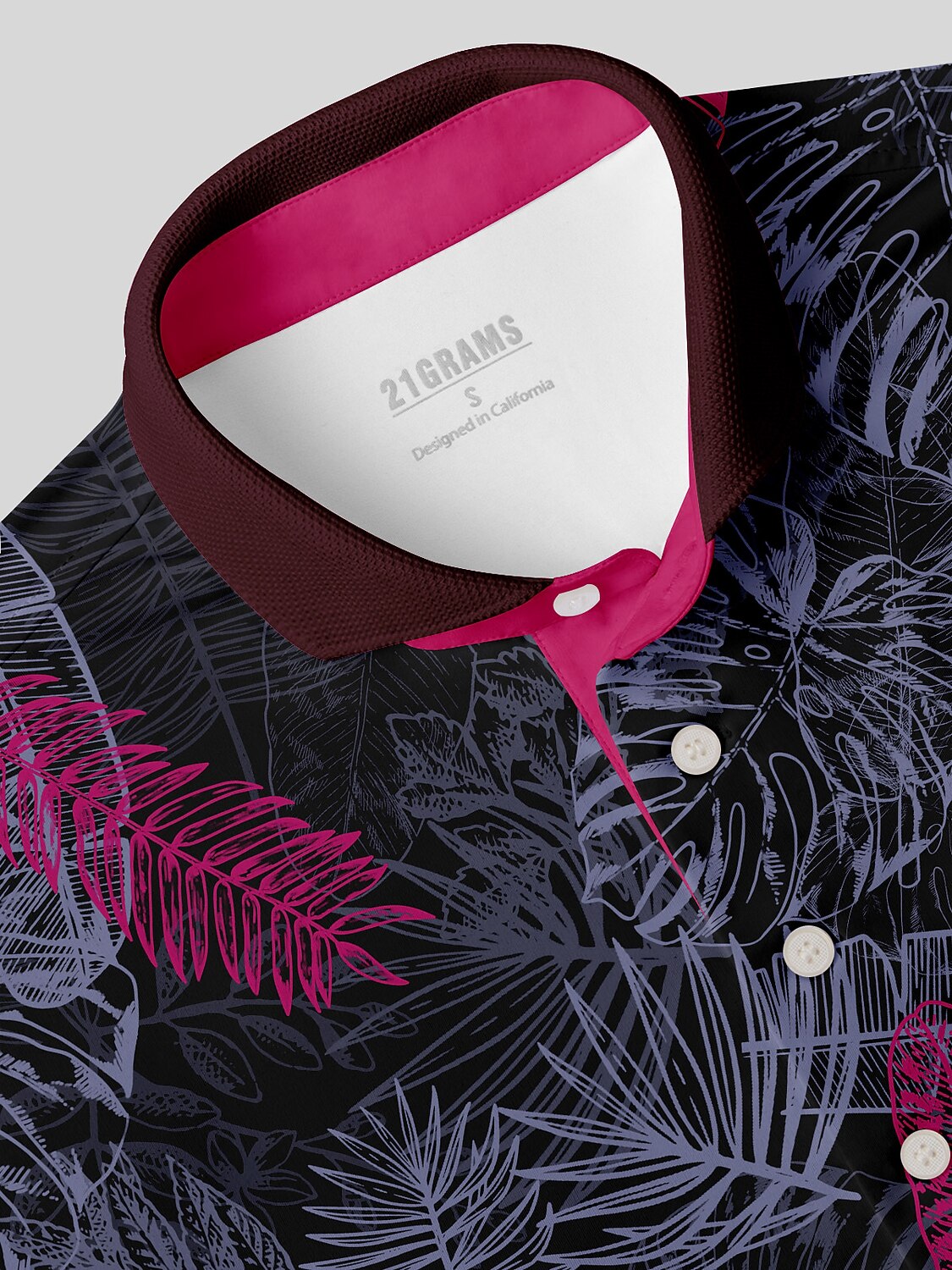 Hyped-up Tropical Men's Ribbed Collar Polo Top UPF50+