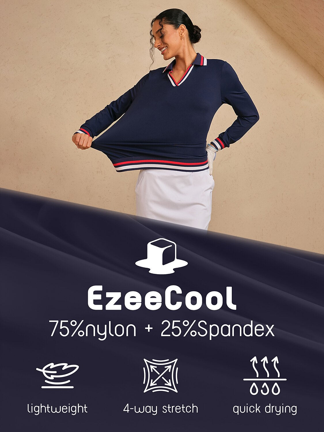 Navycore Color Block V-Neck Golf Polo Shirt UPF50+