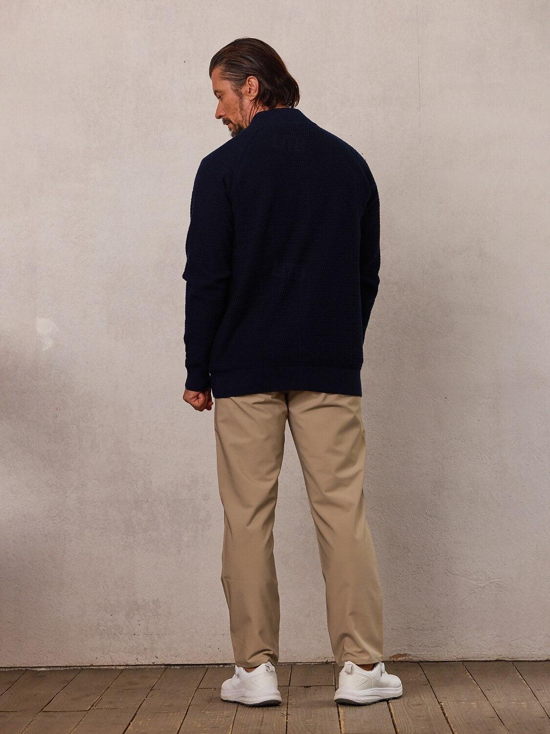 More Than Basic Men's Golf Knit Button Up Cardigan