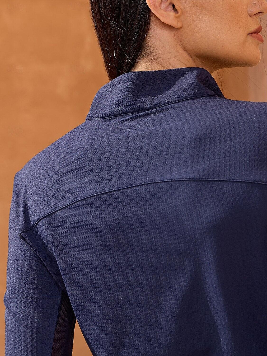 Premium Long Sleeve Mock Neck Mesh Quarterzip UPF50+