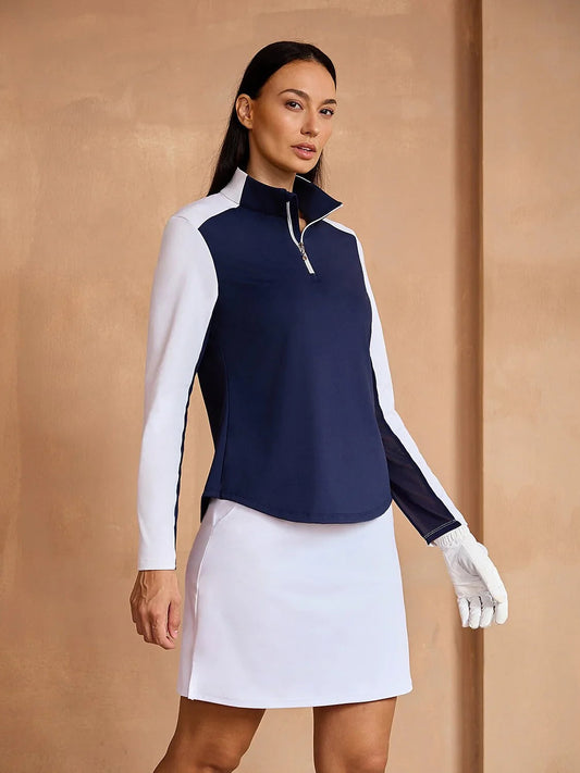 Navycore Long Sleeve Color Block Mesh Quarterzip UPF50+