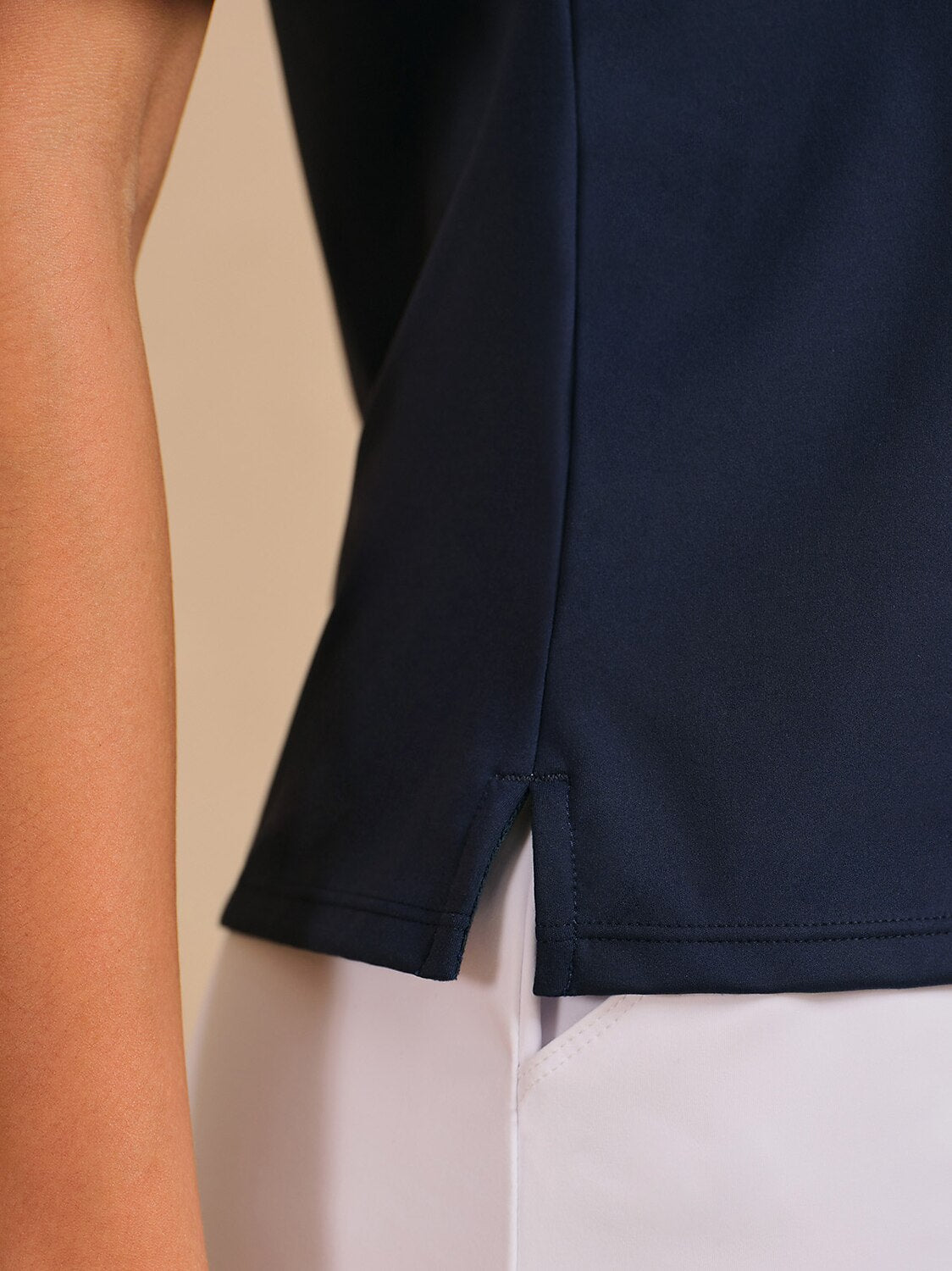 More Than Basic Half Sleeve Curve V-Neck Polo Top UPF50+