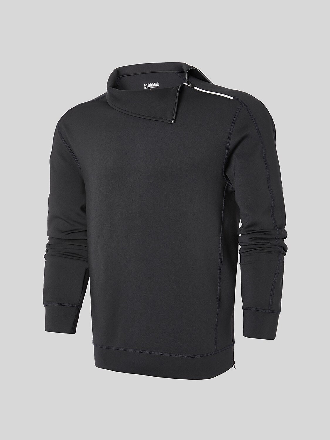 Basic Men's Irregular Zip Collar Long Sleeve Sweatshirt