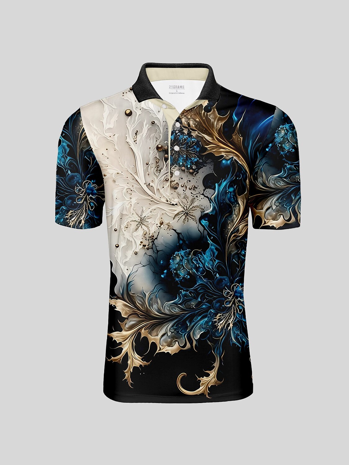 Botanical Energy Men's Ribbed Collar Polo Top UPF50+