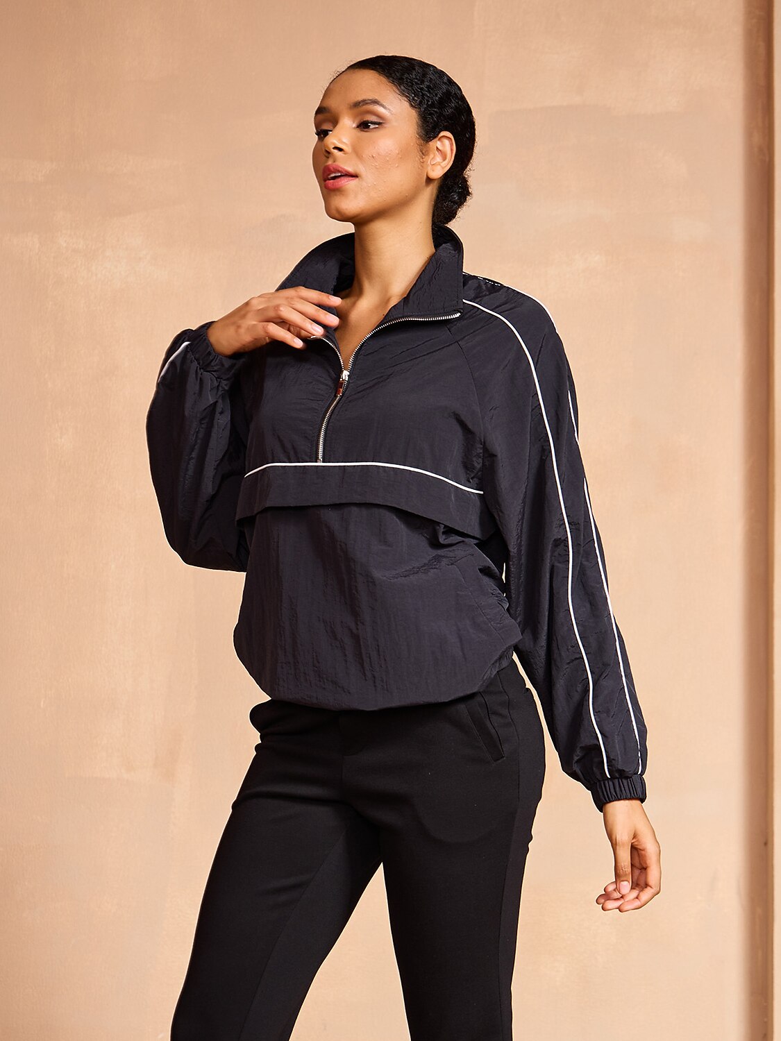 More Than Basic Long Sleeve Trimmed Pocket Sweatshirt