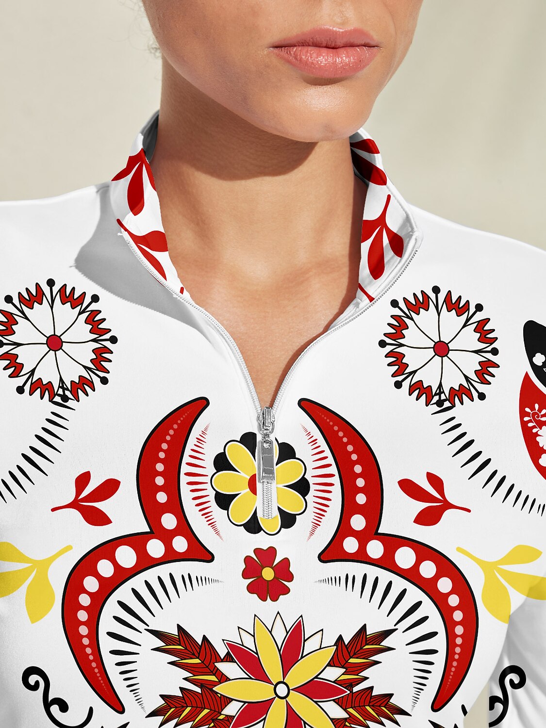 Hyped-up Tropical Golf Shirt Quarterzip UPF50+