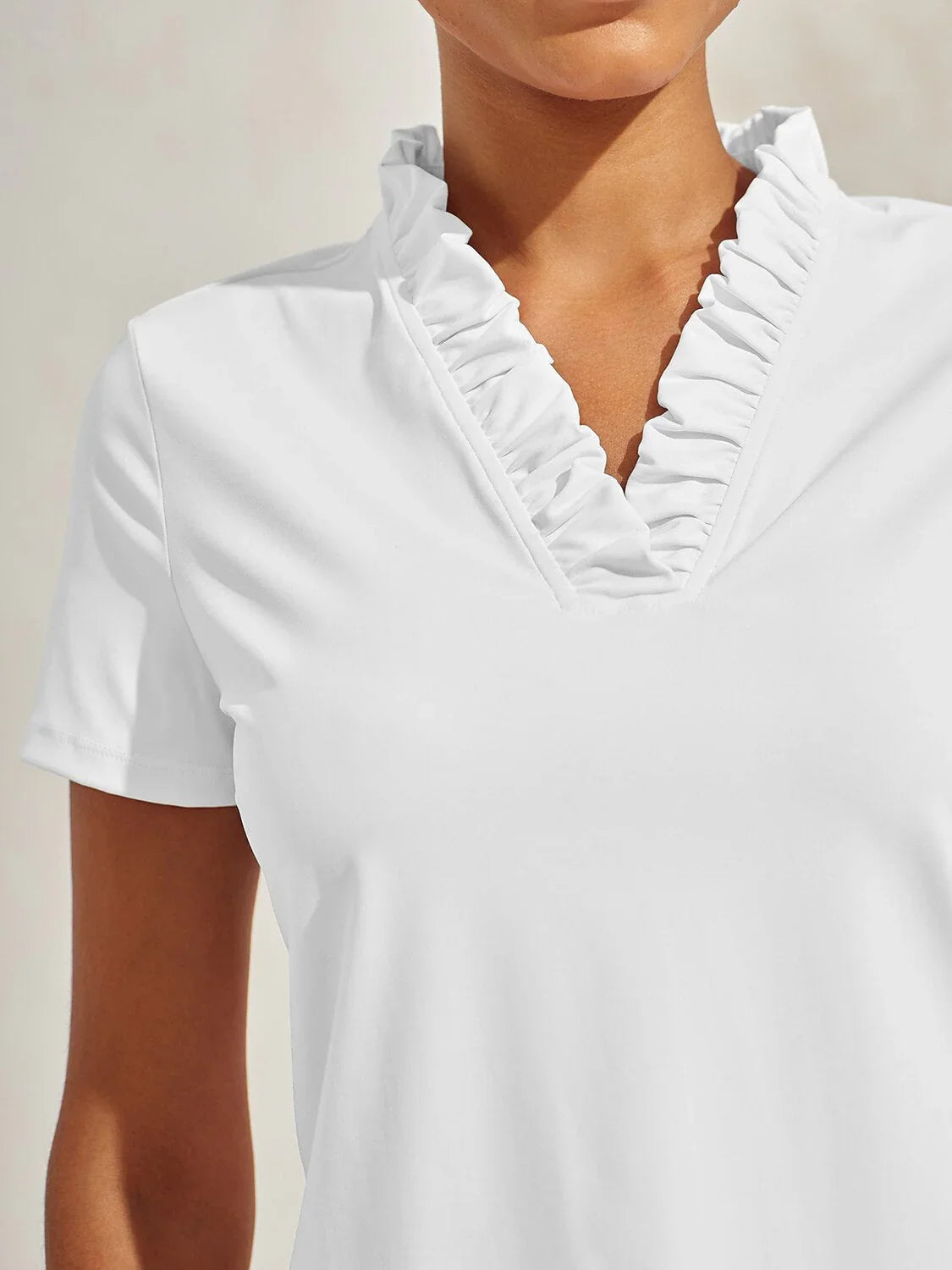 More Than Basic Ruffle V-Neck Polo Top UPF50+