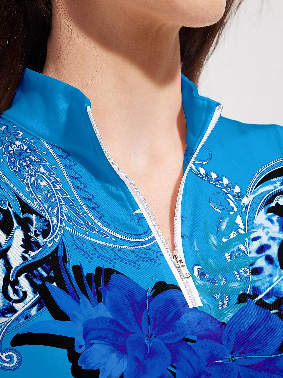 Hyped-up Tropical Golf Shirt Quarterzip UPF50+