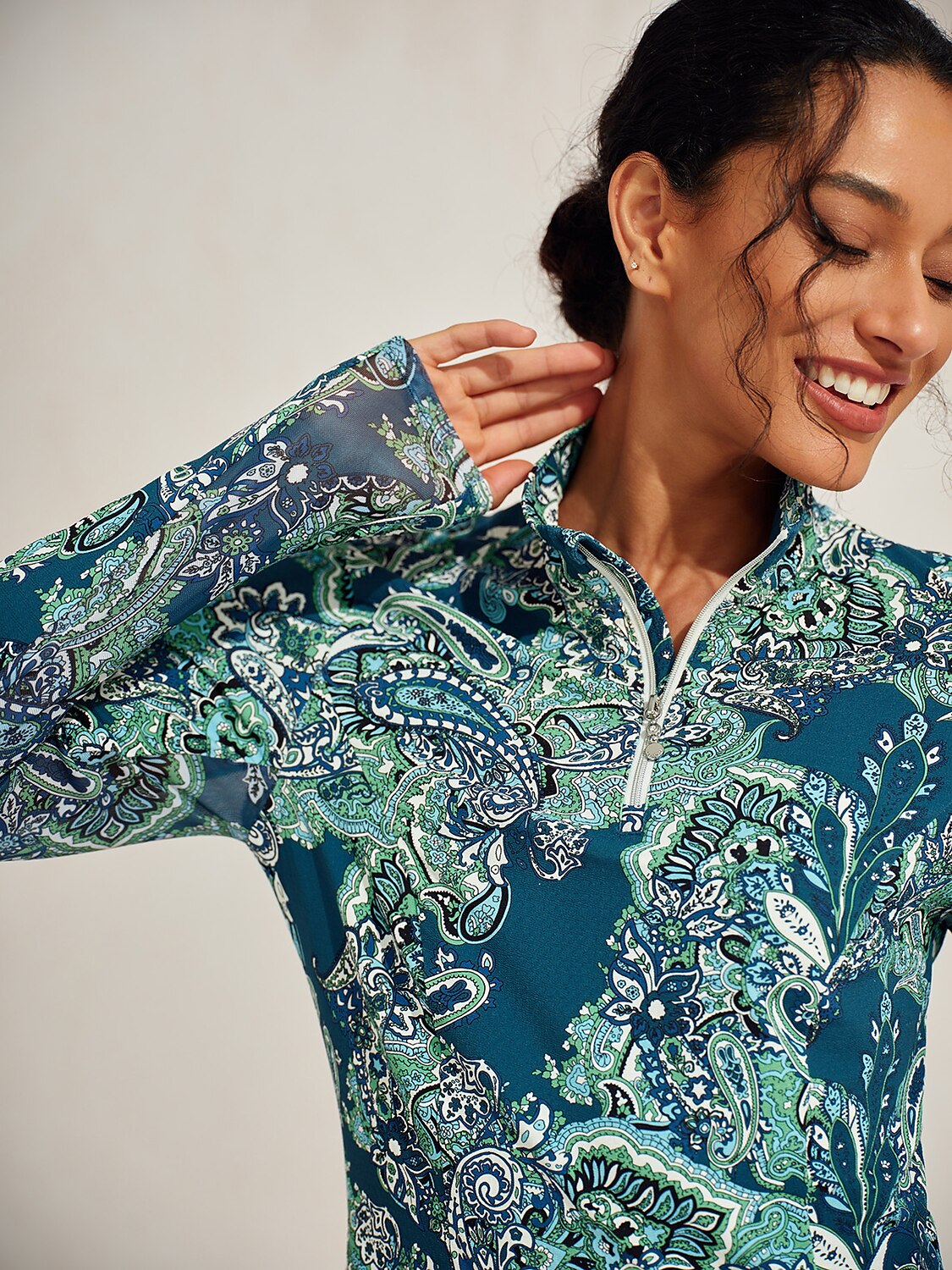 Premium Long Sleeve Mock Neck Quarterzip UPF50+