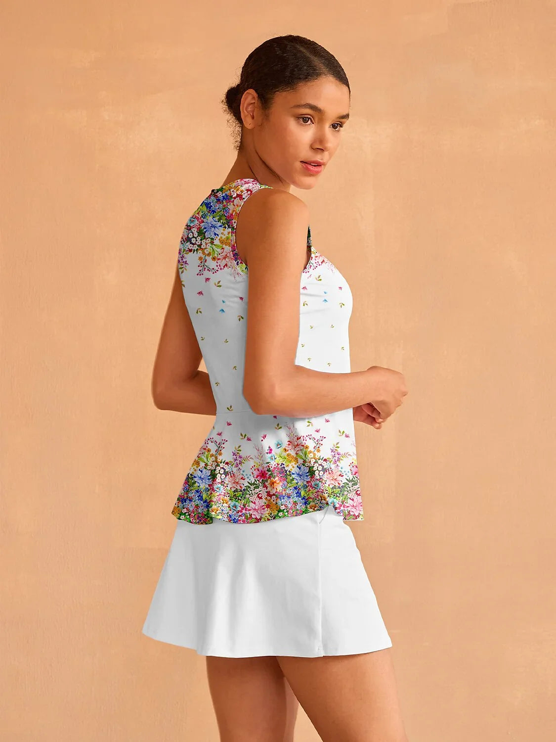 Botanical Energy Ruffle Tank Top For Pickleball & Tennis