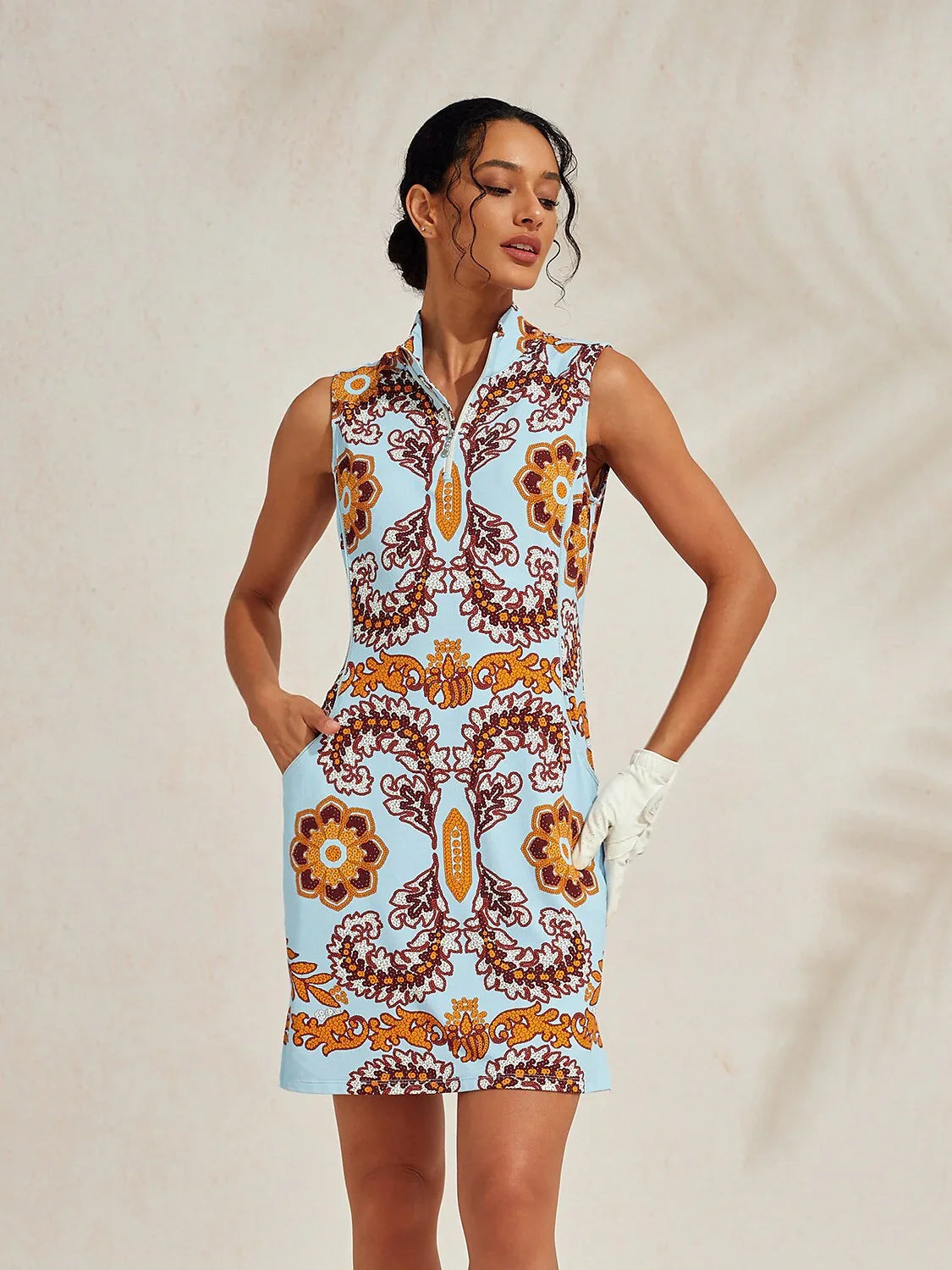 Premium Sleeveless Mock Neck 35.5 Inch Dress UPF50+