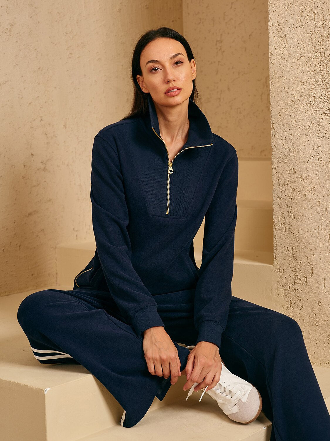 UltraSoft Velour Long Sleeve Side Zipper Sweatshirt