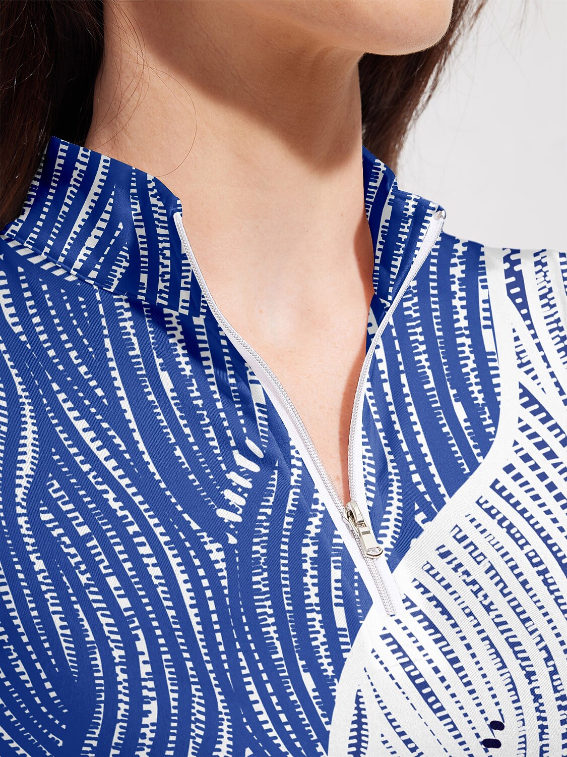 Playful Nautical Silky Golf Shirt Quarterzip UPF50+