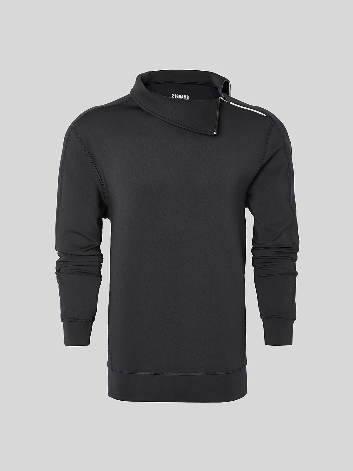 Basic Men's Irregular Zip Collar Long Sleeve Sweatshirt