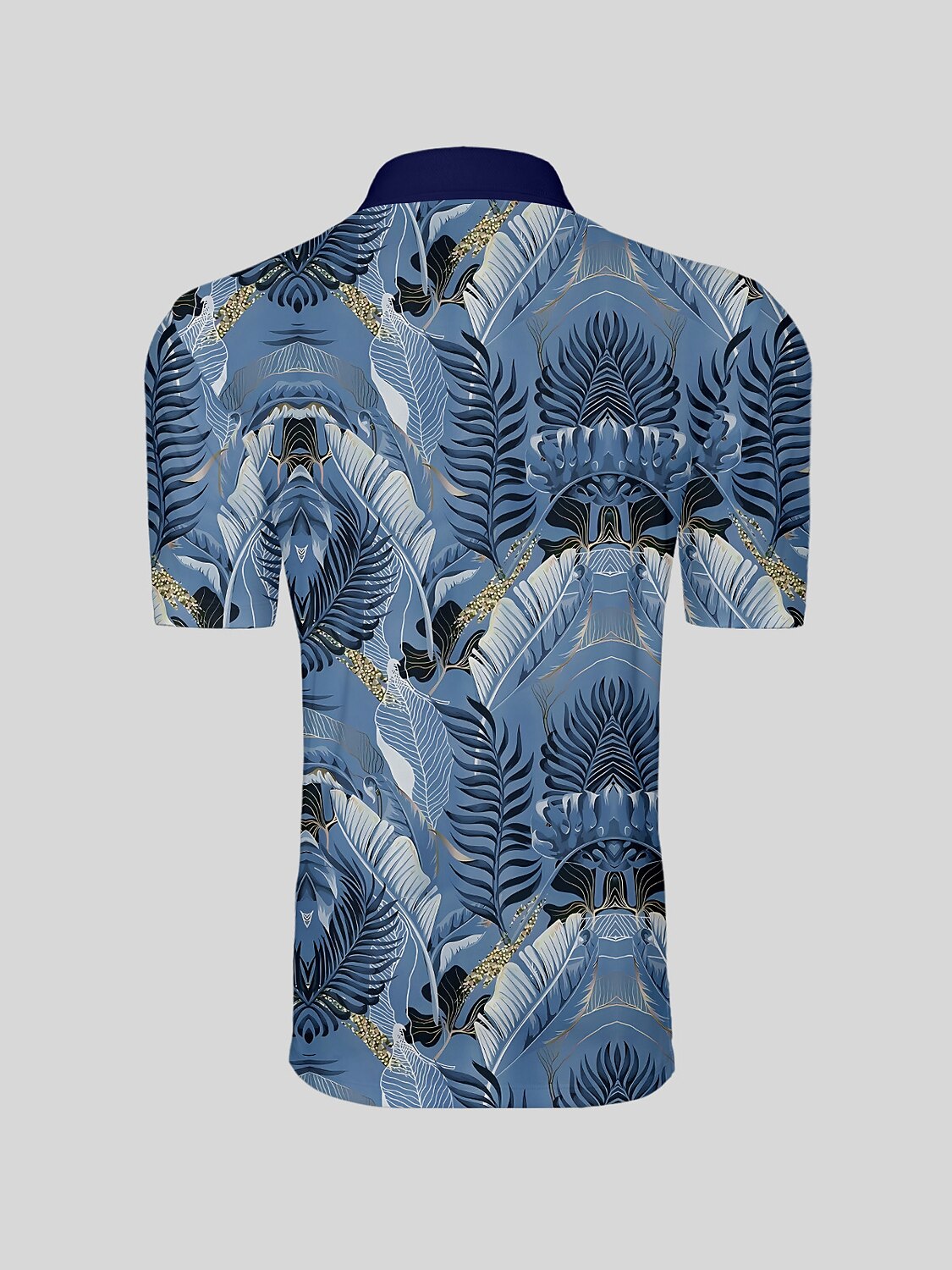 Hyped-up Tropical Men's Ribbed Collar Polo Top UPF50+