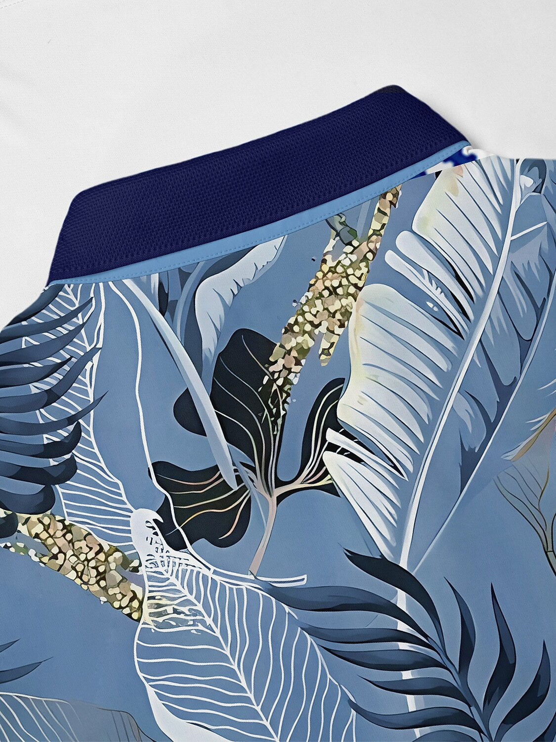 Hyped-up Tropical Men's Ribbed Collar Polo Top UPF50+