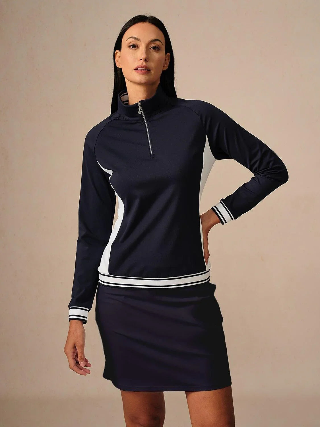 Navycore Long Sleeve Color Block Quarterzip UPF50+