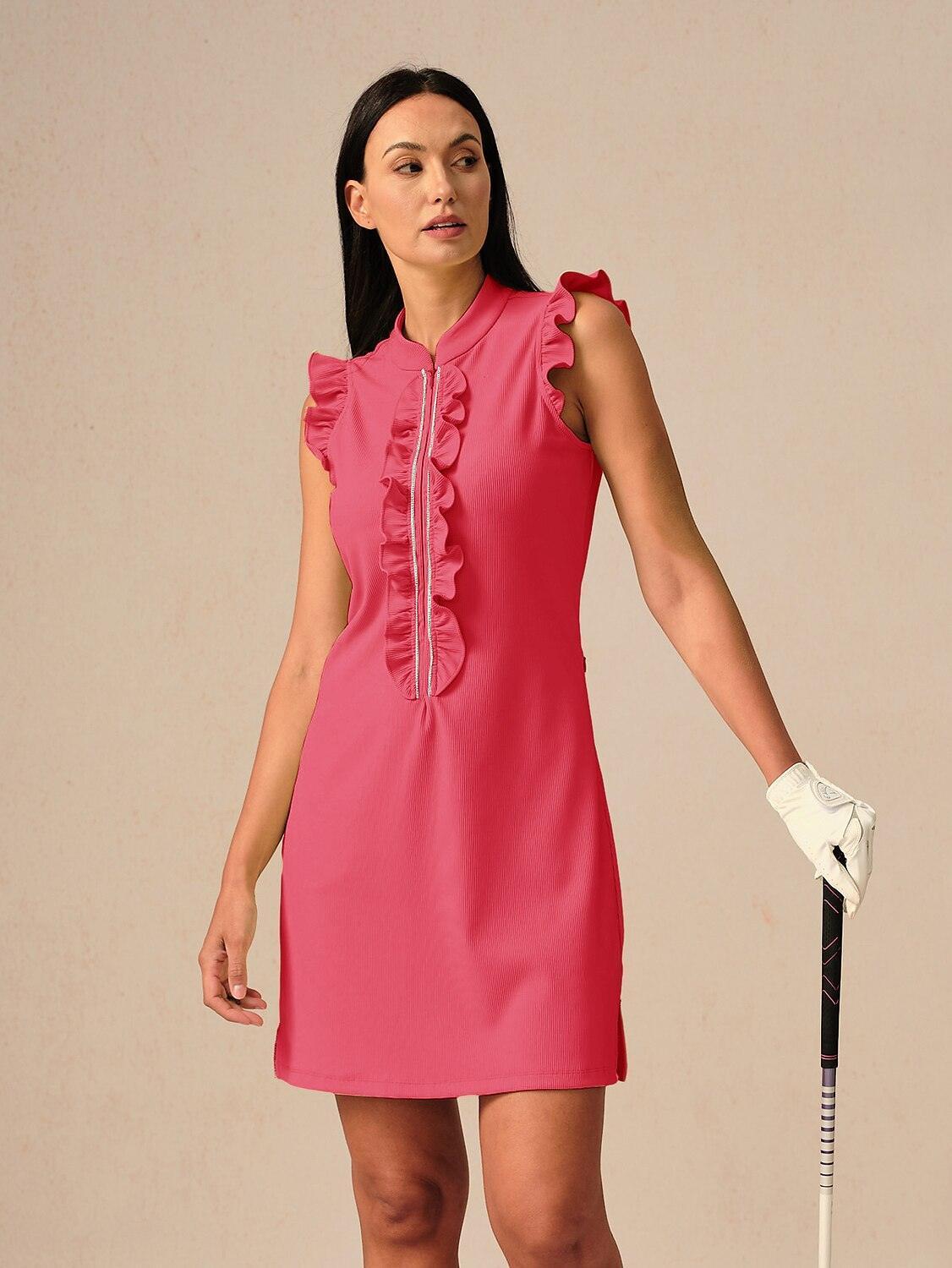 More Than Basic Sleeveless Embellished Ruffle 36 Inch Dress UPF50+