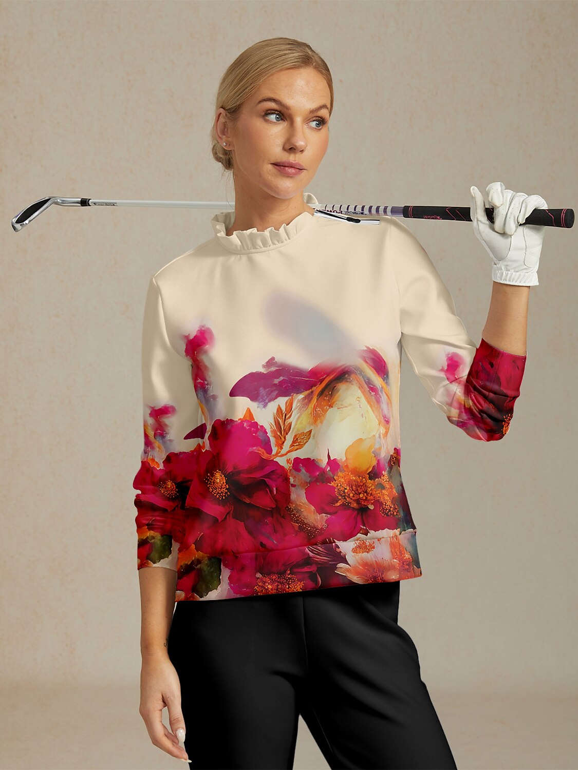 Botanical Energy Ruffle Collar Golf Sweatshirt
