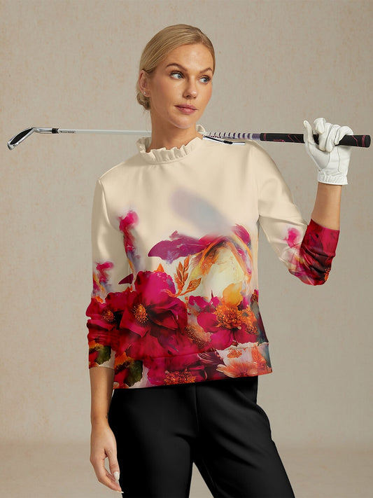 Botanical Energy Ruffle Collar Golf Sweatshirt