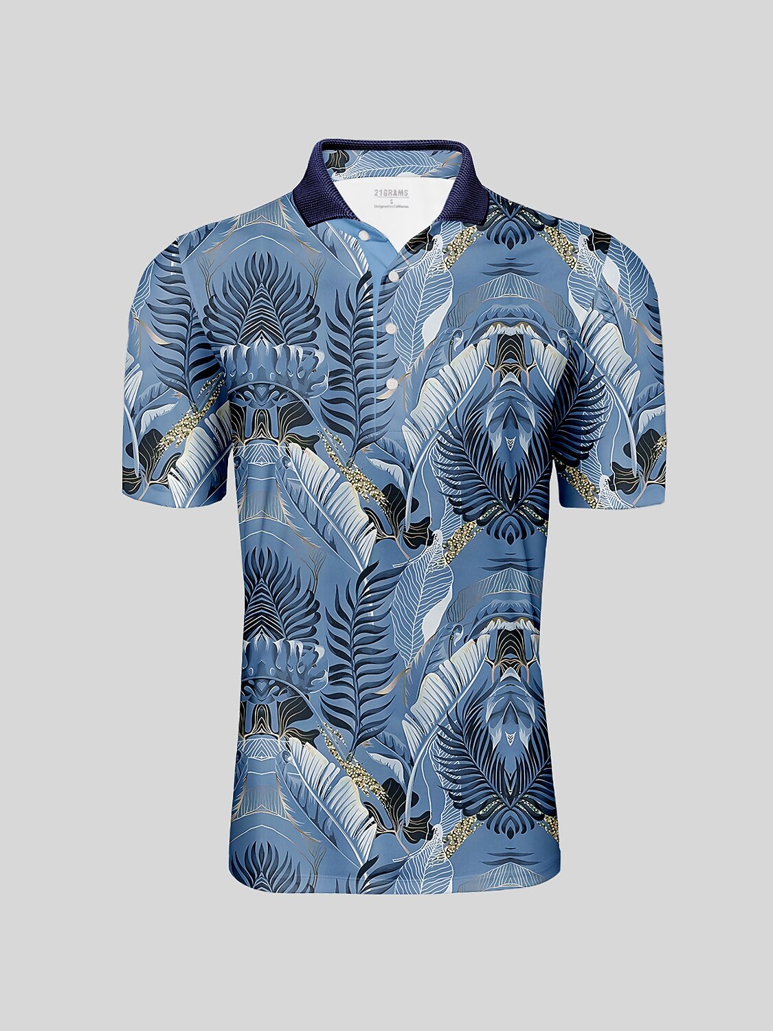 Hyped-up Tropical Men's Ribbed Collar Polo Top UPF50+