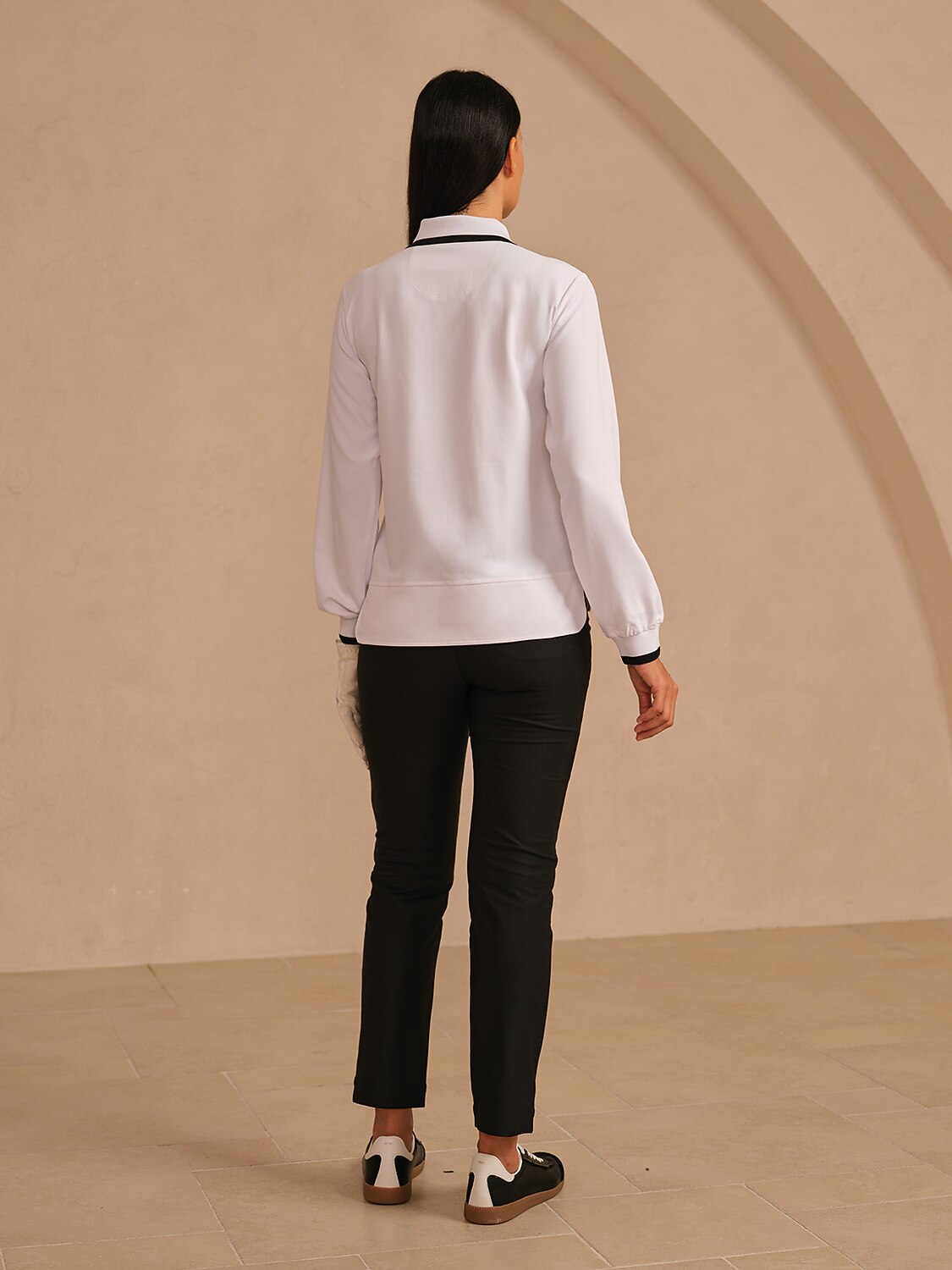 Crisp Couture Long Sleeve Polo Top UPF50+