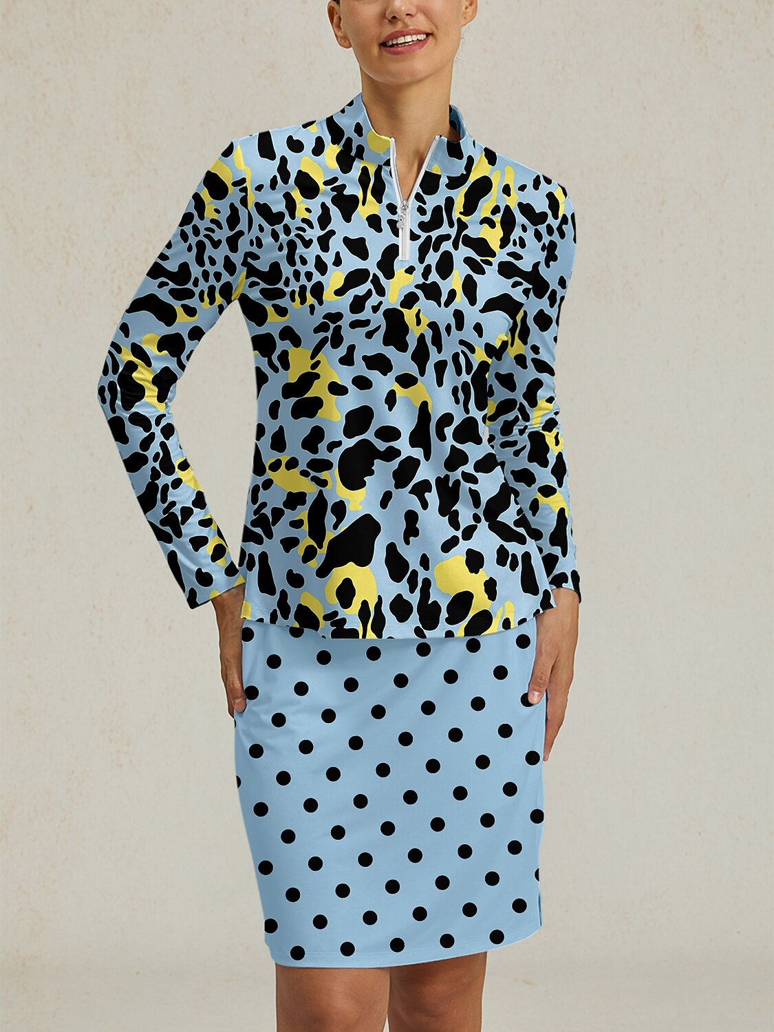 Wildlife Party Silky Ruffle Golf Shirt Quarterzip UPF50+