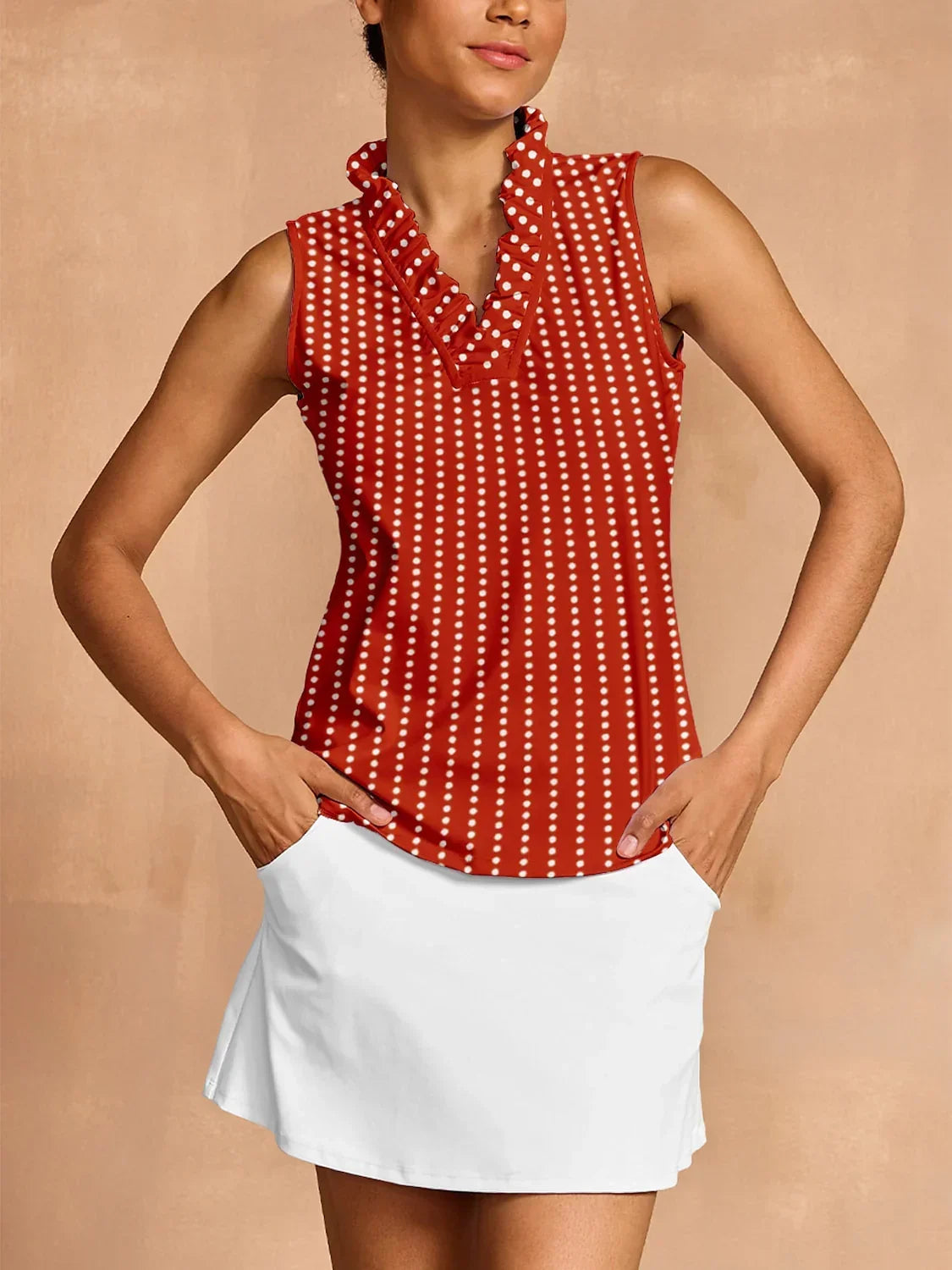 Hyper-prep Ruffle V-Neck Tank Top UPF50+