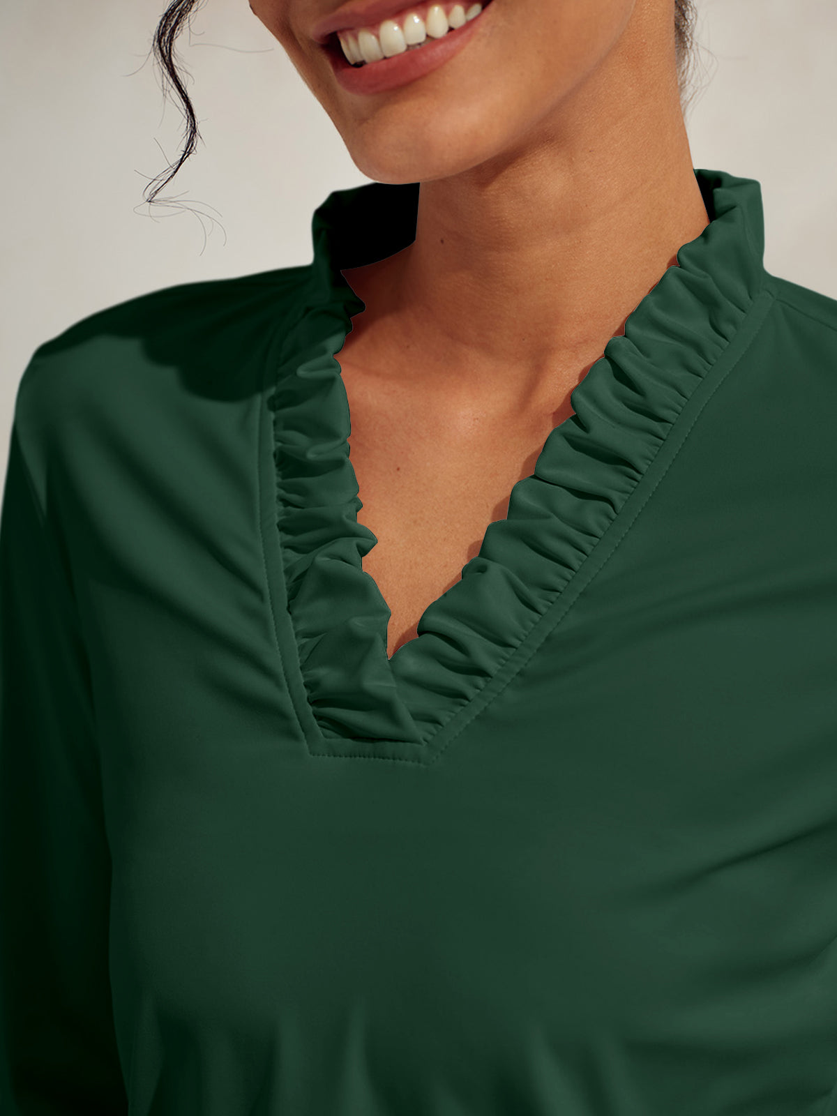 More Than Basic Ruffle V-Neck Polo Top UPF50+