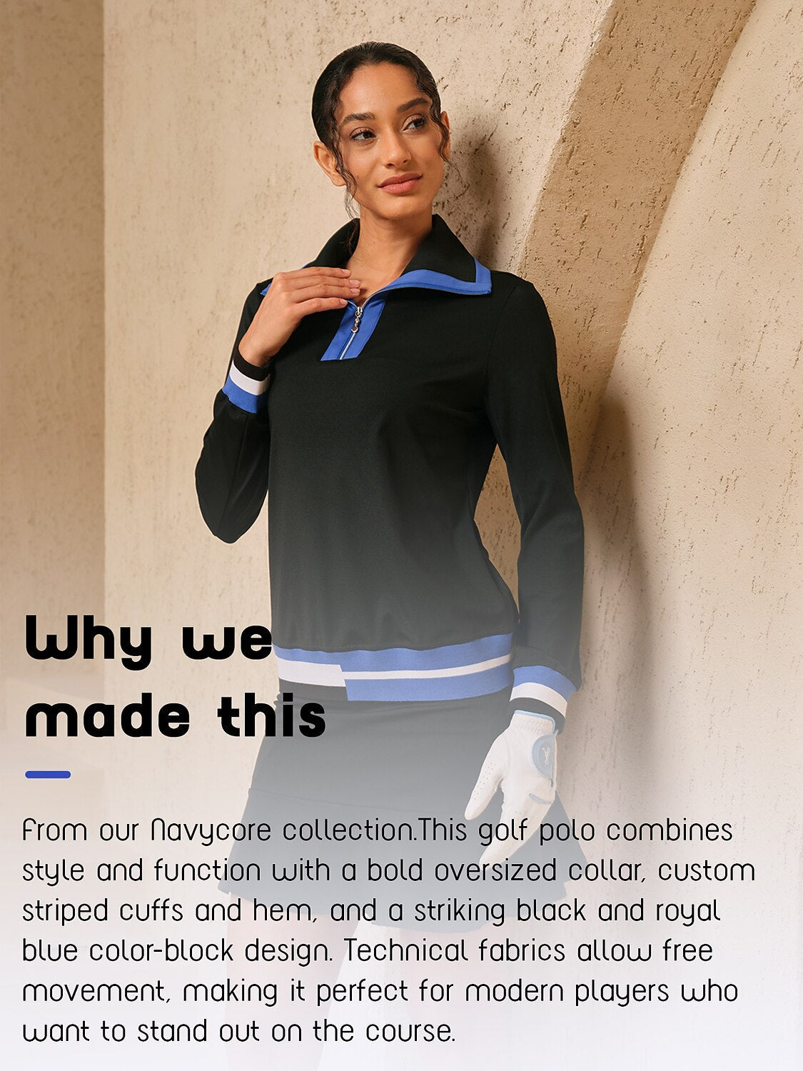 Navycore Color Block Lapel Golf Polo Shirt UPF50+