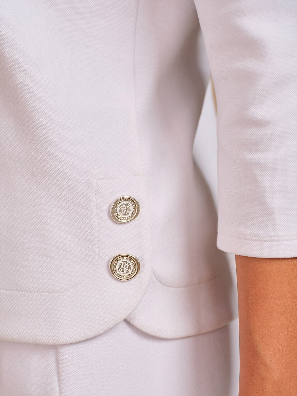 Crisp Couture 3/4 Sleeve Pique Polo Top