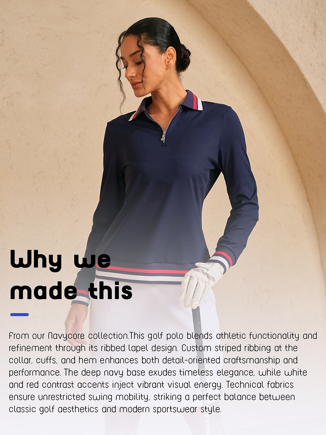 Navycore Color Block Ribbed Golf Polo Shirt UPF50+