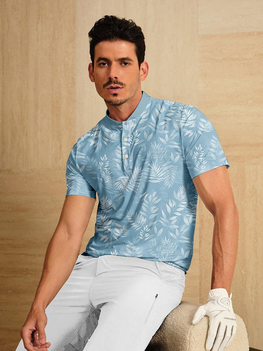 Hyped-up Tropical Men's Golf Henley Shirt UPF50+