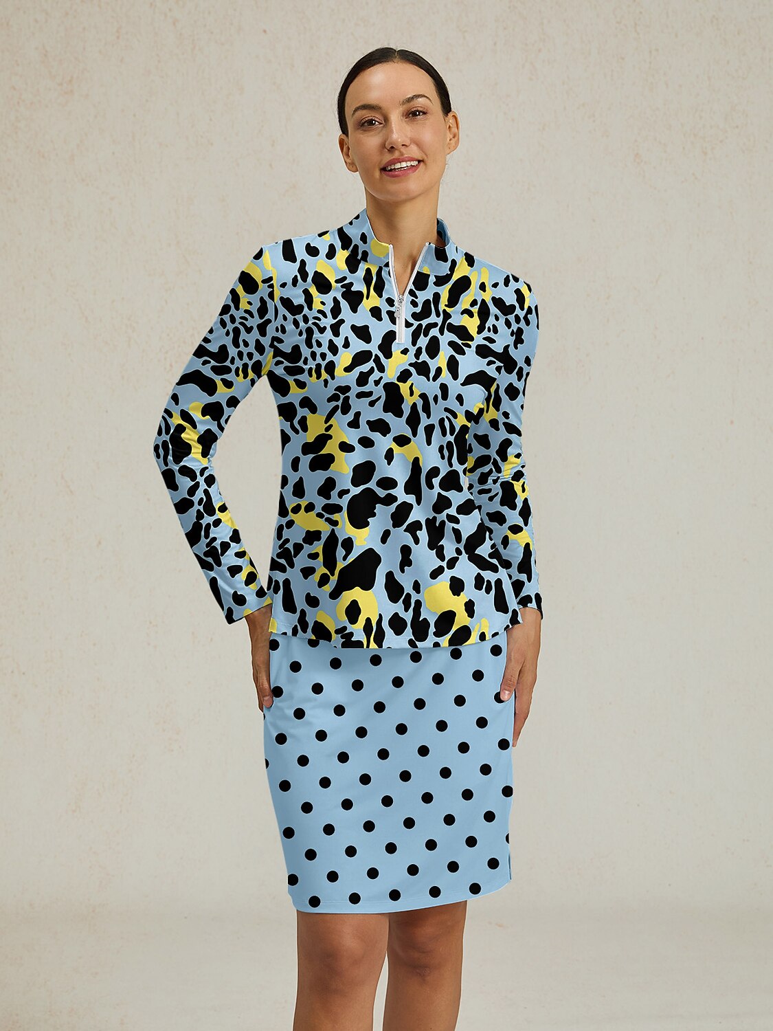 Wildlife Party Silky Ruffle Golf Shirt Quarterzip UPF50+