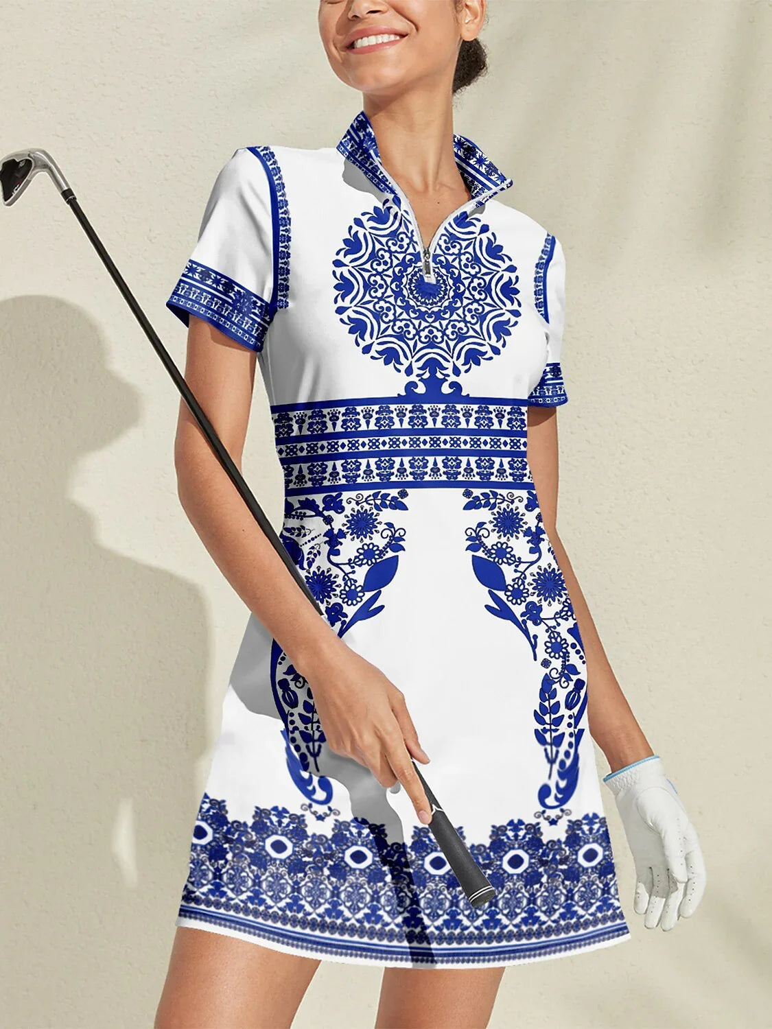 Pretty Feminine Short Sleeve 36.5 Inch Dress UPF50+