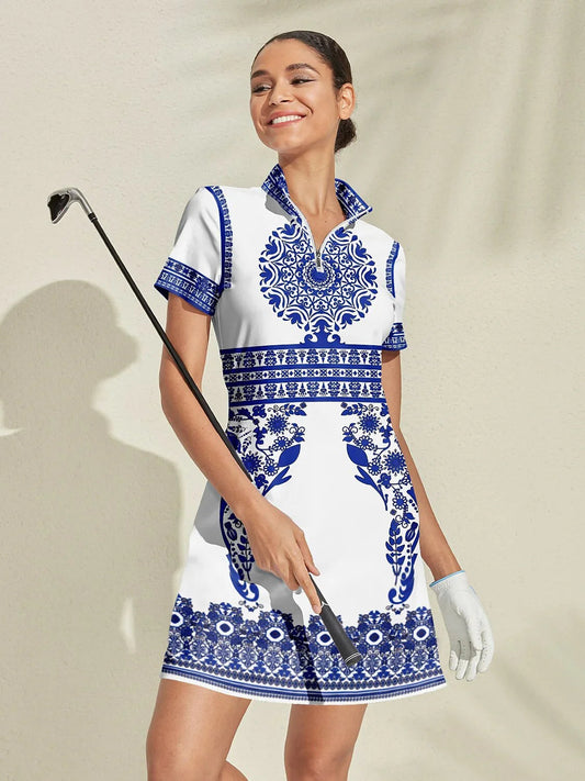 Pretty Feminine Short Sleeve 36.5 Inch Dress UPF50+