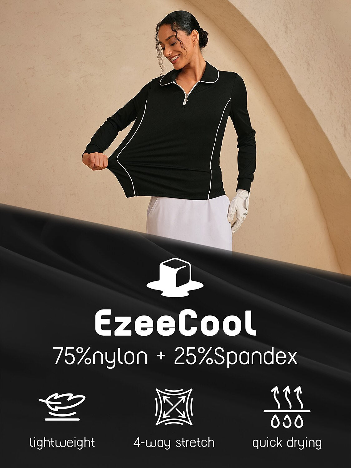 Navycore Trimmed Peter Pan Collar Golf Polo Shirt UPF50+