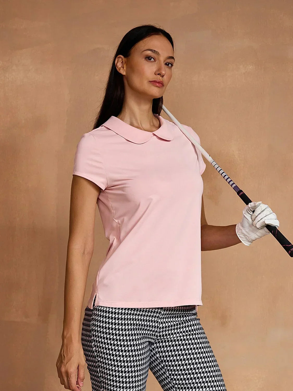 More Than Basic Cap Sleeve Peter Pan Collar Polo