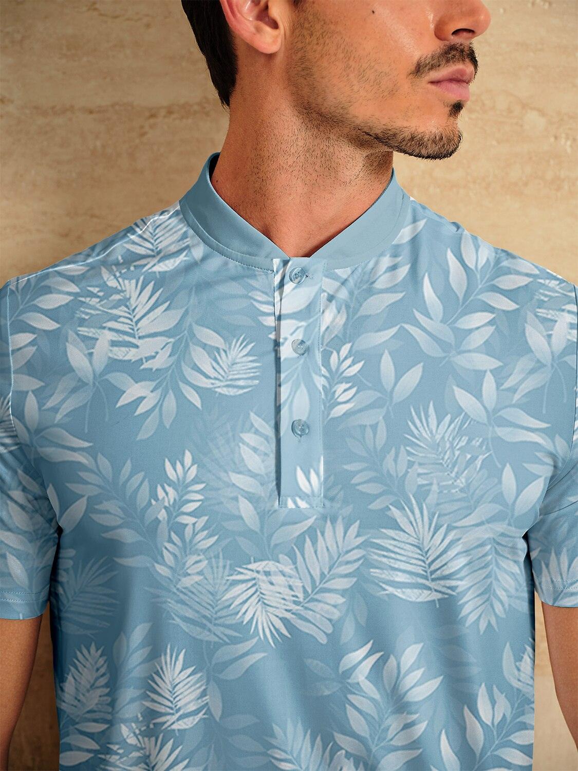 Hyped-up Tropical Men's Golf Henley Shirt UPF50+