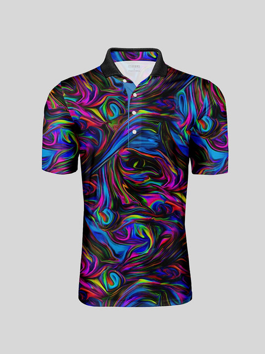 Inked Skins Men's Ribbed Collar Polo Top UPF50+