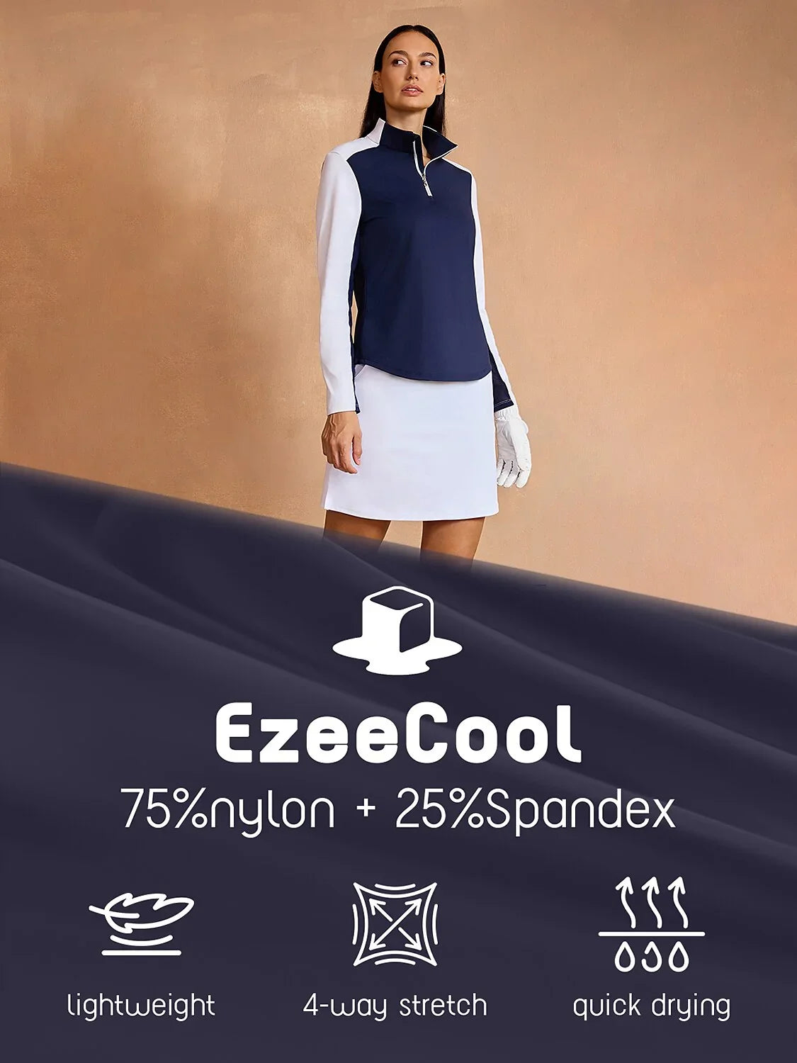 Navycore Long Sleeve Color Block Mesh Quarterzip UPF50+