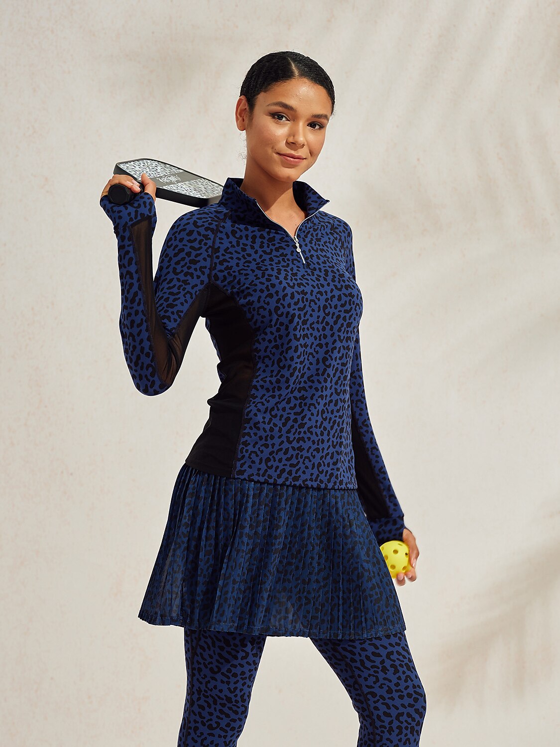 More Than Basic Leopard Mesh Golf Shirt Quarterzip