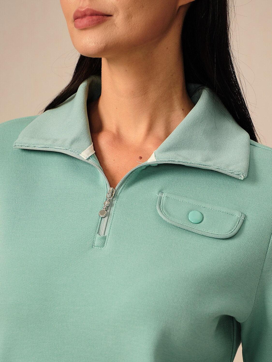 Crisp Couture Long Sleeve Pique Quarterzip