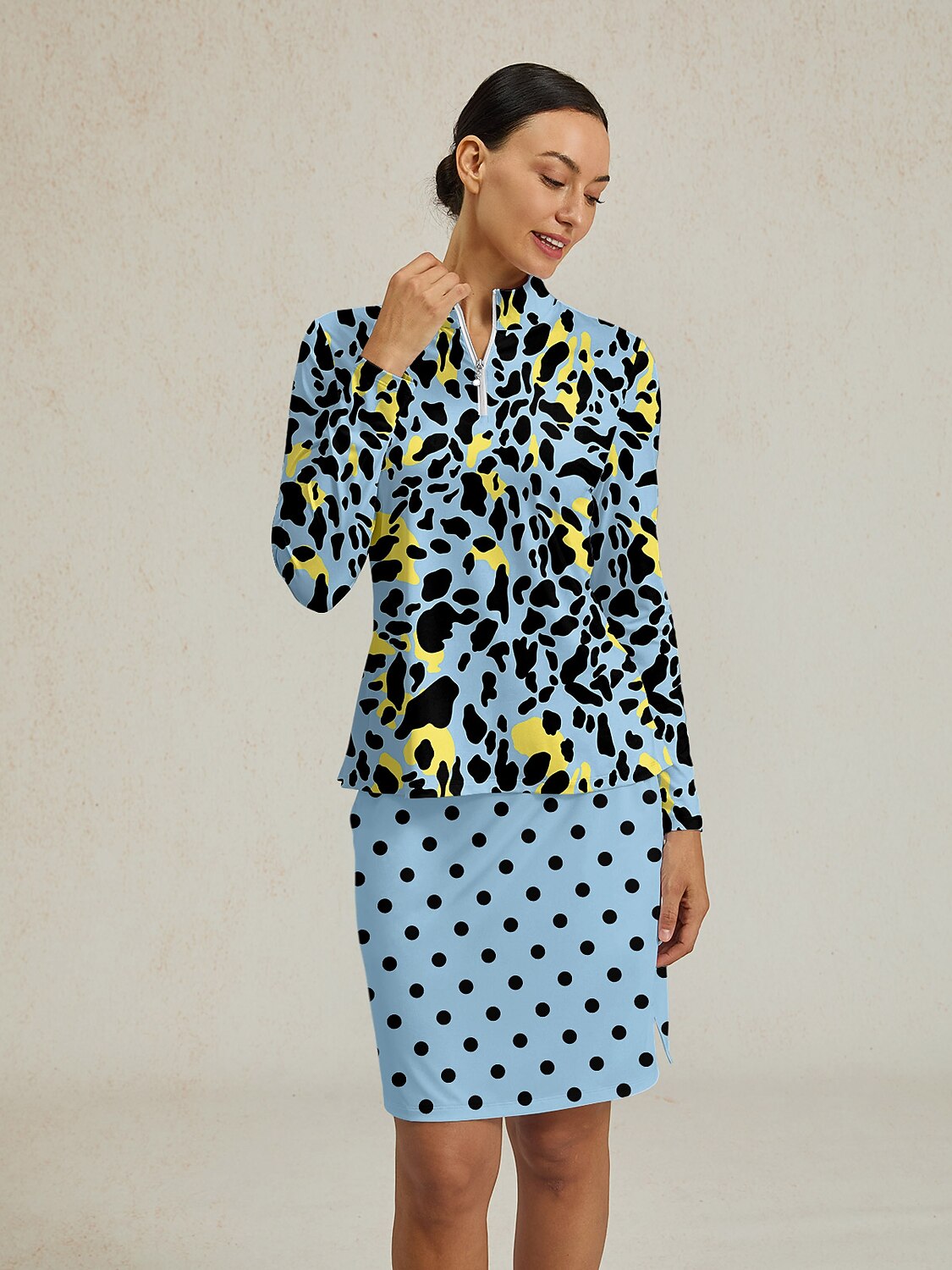 Wildlife Party Silky Ruffle Golf Shirt Quarterzip UPF50+