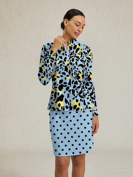 Wildlife Party Silky Ruffle Golf Shirt Quarterzip UPF50+