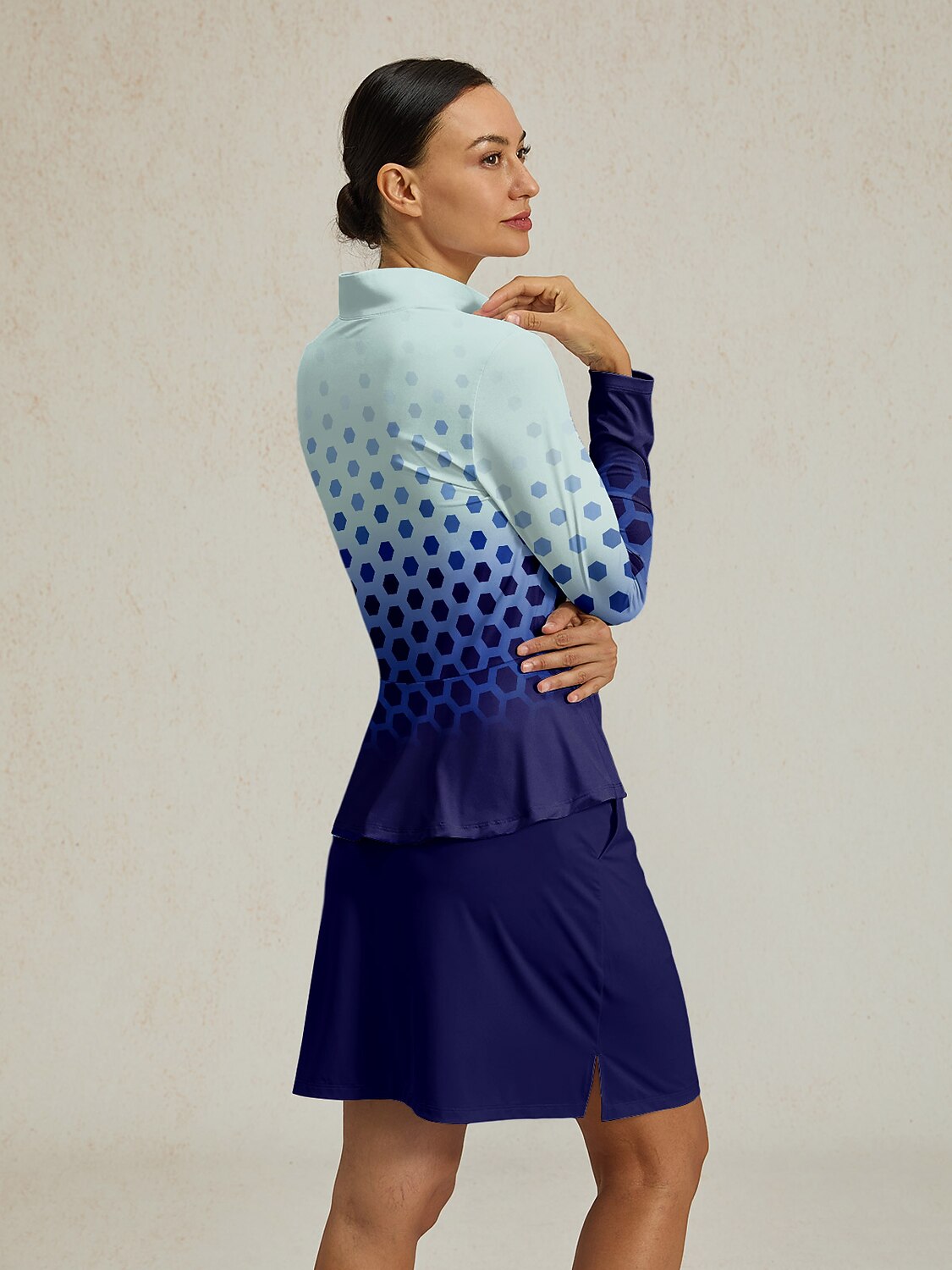 Hyper-prep Silky Ruffle Golf Shirt Quarterzip UPF50+