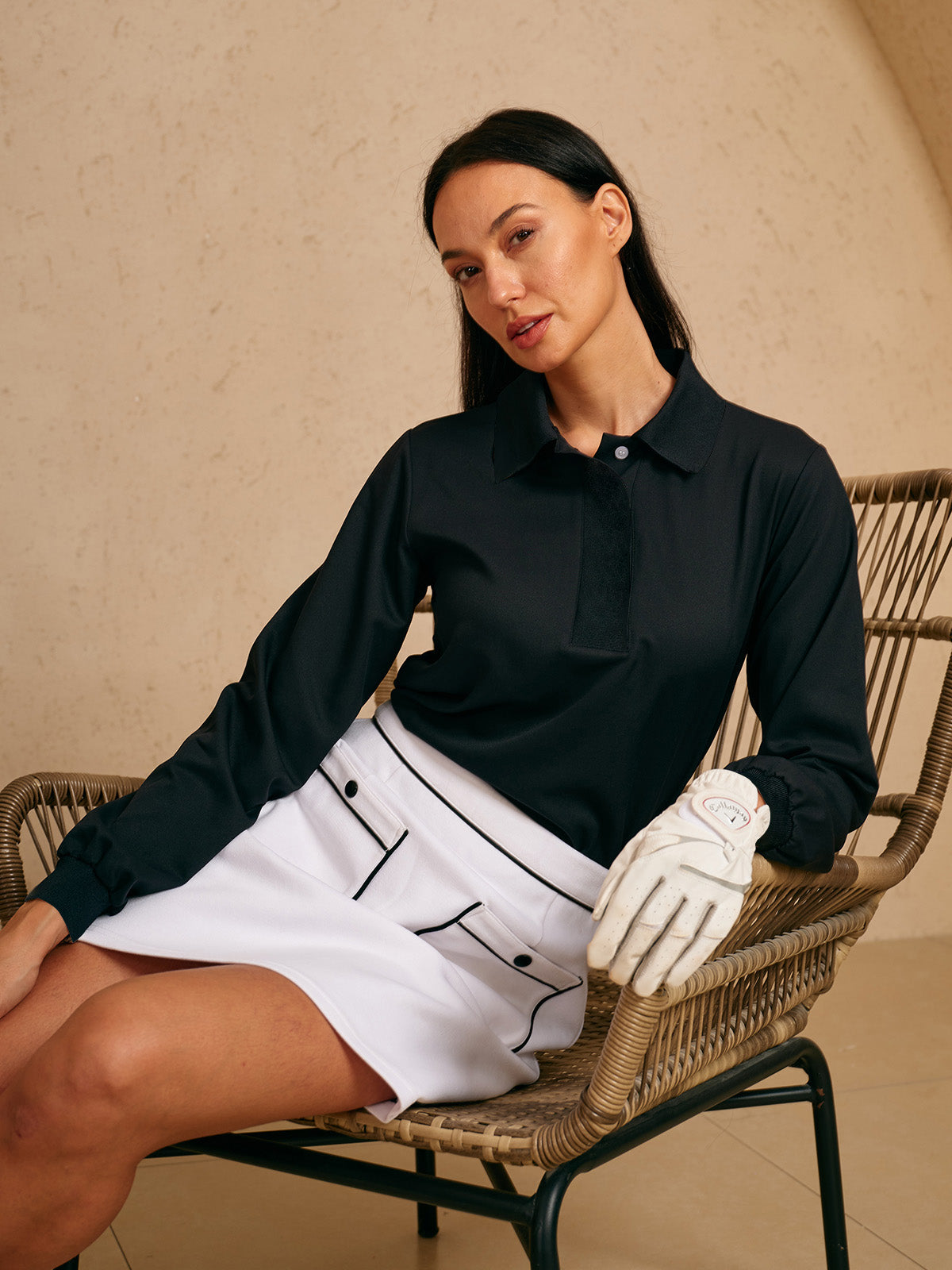 Crisp Couture Long Sleeve Polo Top UPF50+